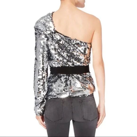 CARVEN Sequin Asymmetrical Sexy Festive New Year Shiny Designer Top - Picture 2 of 12